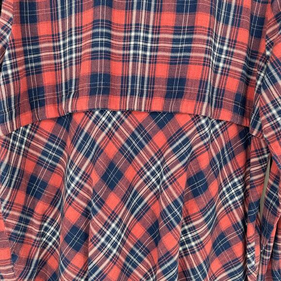 J Jill Denim Tunic LARGE Lagenlook Oversized Flannel Plaid Button Down Shirt - Picture 12 of 14